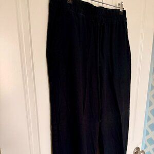 Black linen drawstring pants